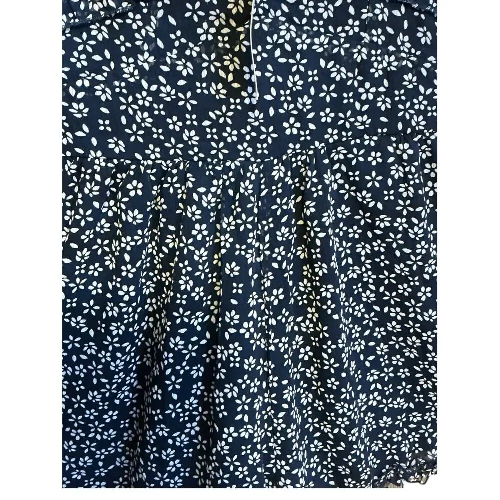 Trixxi Women's Shorts Romper Dark Navy Blue White‎ Ditsy Floral Print Size S